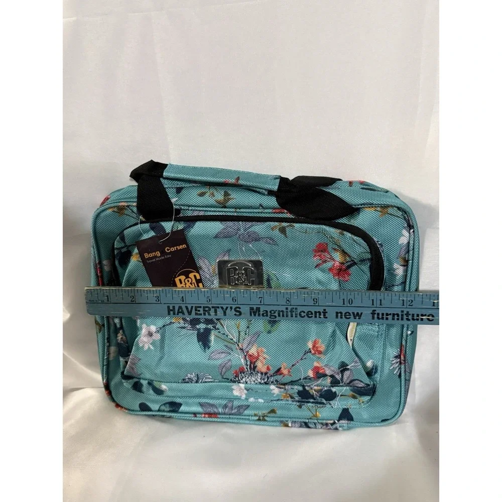 B&C Hanging Travel‎ Organizer Bags Set Turquoise Flowers Multi-pockets